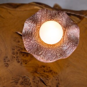 Rivale Table Lamp with Wavy Red Iron Ceramic Shade Ceramic Table Lamps Great Lighting UK Ltd