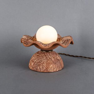 Rivale Table Lamp with Wavy Red Iron Ceramic Shade Ceramic Table Lamps Great Lighting UK Ltd