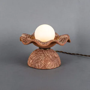 Rivale Table Lamp with Wavy Red Iron Ceramic Shade Ceramic Table Lamps Great Lighting UK Ltd
