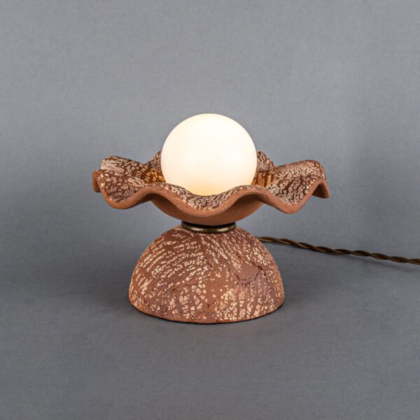 Rivale Table Lamp with Wavy Red Iron Ceramic Shade Ceramic Table Lamps Great Lighting UK Ltd