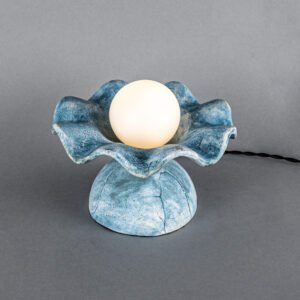 Rivale Blue Earth Table Lamp with Wavy Ceramic Shade Ceramic Table Lamps Great Lighting UK Ltd