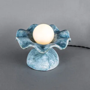 Rivale Blue Earth Table Lamp with Wavy Ceramic Shade Ceramic Table Lamps Great Lighting UK Ltd