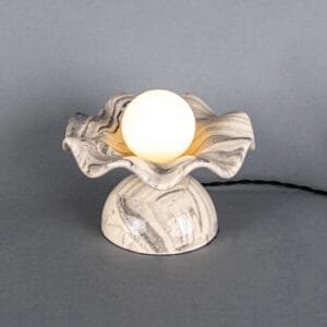 Rivale Table Lamp with Wavy Marbled Ceramic Shade Ceramic Table Lamps Great Lighting UK Ltd
