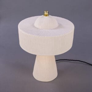 Seville Ceramic Mid-Century Modern Table Lamp, Matte White Striped Ceramic Table Lamps Great Lighting UK Ltd