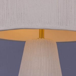 Seville Ceramic Mid-Century Modern Table Lamp, Matte White Striped Ceramic Table Lamps Great Lighting UK Ltd