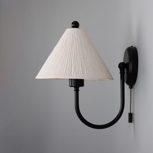 Tilia Matt White Striped Organic Ceramic Cone Wall Light Ceramic Wall Sconces Great Lighting UK Ltd