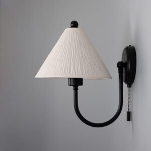 Tilia Matt White Striped Organic Ceramic Cone Wall Light Bedroom Wall Lights Great Lighting UK Ltd