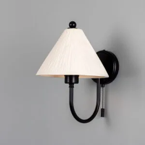Tilia Matt White Striped Organic Ceramic Cone Wall Light Bedroom Wall Lights Great Lighting UK Ltd