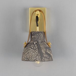 Nagi Organic Black Clay Ceramic Wall Light with Rescued Fire-Hose Strap Ceramic Kitchen Wall Lights Great Lighting UK Ltd