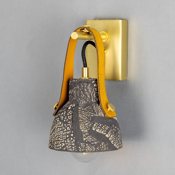 Nagi Organic Black Clay Ceramic Wall Light with Rescued Fire-Hose Strap Ceramic Wall Sconces Great Lighting UK Ltd