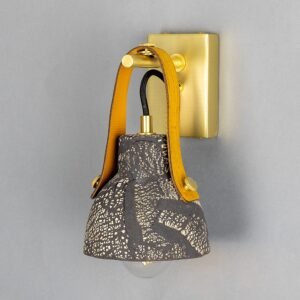 Nagi Organic Black Clay Ceramic Wall Light with Rescued Fire-Hose Strap Ceramic Kitchen Wall Lights Great Lighting UK Ltd