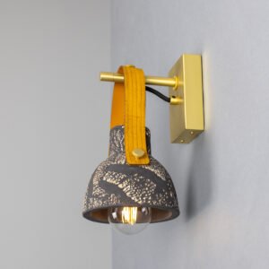 Nagi Organic Black Clay Ceramic Wall Light with Rescued Fire-Hose Strap Ceramic Wall Sconces Great Lighting UK Ltd