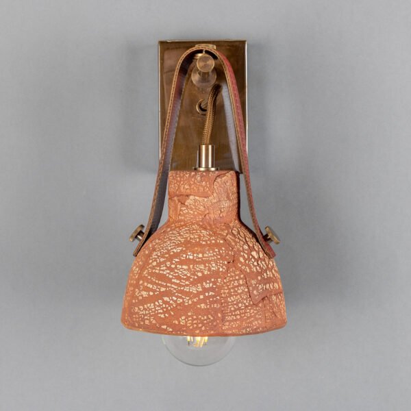 Nagi Organic Red Iron Ceramic Wall Light with Rescued Fire-Hose Strap Ceramic Wall Sconces Great Lighting UK Ltd