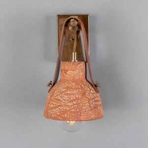 Nagi Organic Red Iron Ceramic Wall Light with Rescued Fire-Hose Strap Ceramic Kitchen Wall Lights Great Lighting UK Ltd