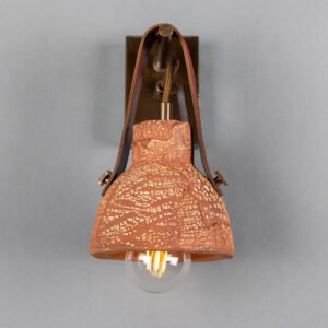 Nagi Organic Red Iron Ceramic Wall Light with Rescued Fire-Hose Strap Ceramic Wall Lights Great Lighting UK Ltd