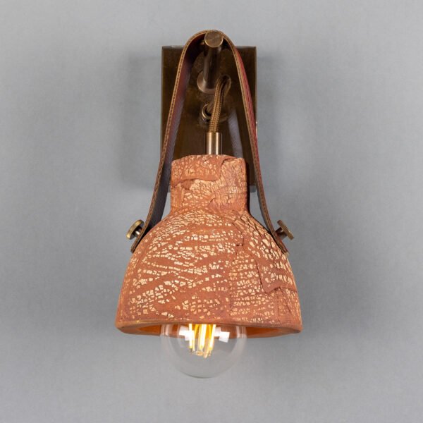 Nagi Organic Red Iron Ceramic Wall Light with Rescued Fire-Hose Strap Ceramic Wall Sconces Great Lighting UK Ltd