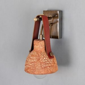 Nagi Organic Red Iron Ceramic Wall Light with Rescued Fire-Hose Strap Ceramic Kitchen Wall Lights Great Lighting UK Ltd
