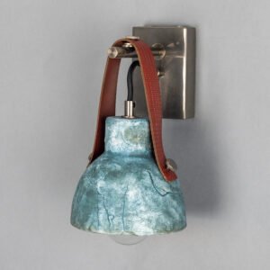 Nagi Organic Ceramic Wall Light with Rescued Fire-Hose Strap in Blue Earth Ceramic Wall Sconces Great Lighting UK Ltd