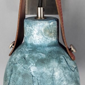 Nagi Organic Ceramic Wall Light with Rescued Fire-Hose Strap in Blue Earth Ceramic Kitchen Wall Lights Great Lighting UK Ltd
