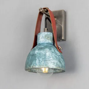 Nagi Organic Ceramic Wall Light with Rescued Fire-Hose Strap in Blue Earth Ceramic Kitchen Wall Lights Great Lighting UK Ltd