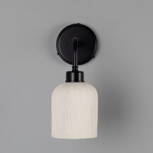 Osier Organic Striped Ceramic Wall Light in Matte White Bedroom Wall Lights Great Lighting UK Ltd