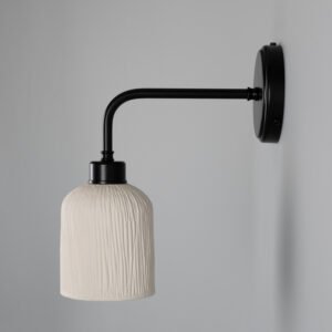 Osier Organic Striped Ceramic Wall Light in Matte White Ceramic Wall Sconces Great Lighting UK Ltd