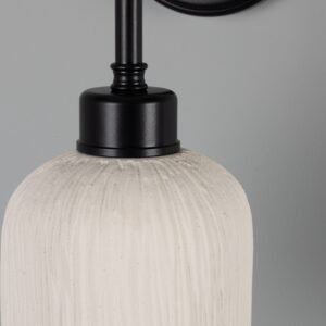 Osier Organic Striped Ceramic Wall Light in Matte White Bedroom Wall Lights Great Lighting UK Ltd