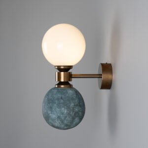 Kobe Ceramic and Glass Globe Wall Light in Blue Earth Bedroom Wall Lights Great Lighting UK Ltd