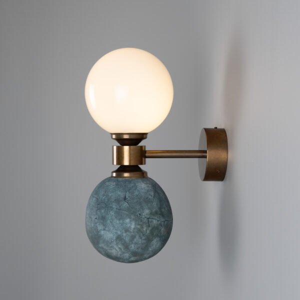 Kobe Ceramic and Glass Globe Wall Light in Blue Earth Ceramic Wall Sconces Great Lighting UK Ltd