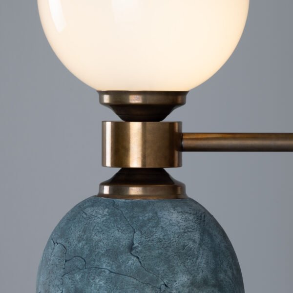 Kobe Ceramic and Glass Globe Wall Light in Blue Earth Ceramic Wall Sconces Great Lighting UK Ltd