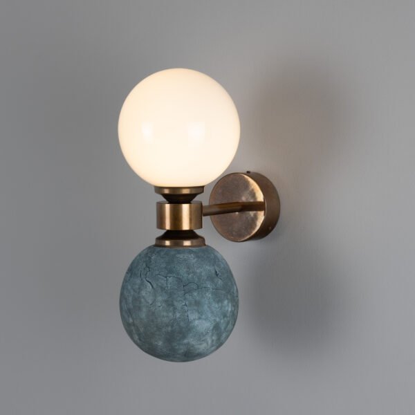 Kobe Ceramic and Glass Globe Wall Light in Blue Earth Ceramic Wall Sconces Great Lighting UK Ltd