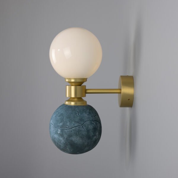 Kobe Ceramic and Glass Globe Wall Light in Blue Earth Ceramic Wall Sconces Great Lighting UK Ltd