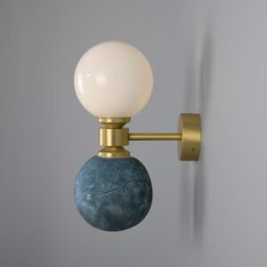 Kobe Ceramic and Glass Globe Wall Light in Blue Earth Bedroom Wall Lights Great Lighting UK Ltd