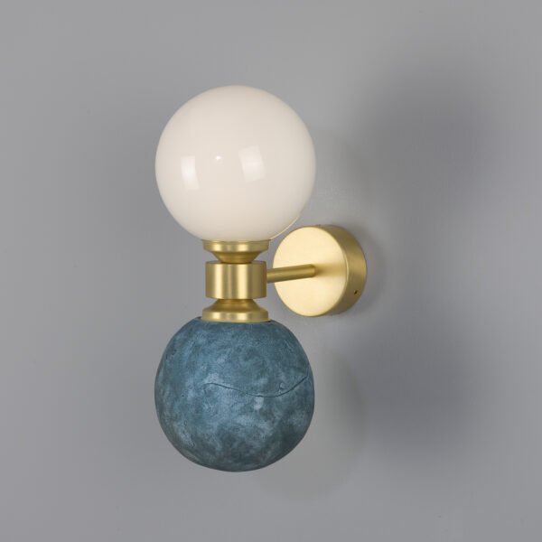 Kobe Ceramic and Glass Globe Wall Light in Blue Earth Ceramic Wall Sconces Great Lighting UK Ltd