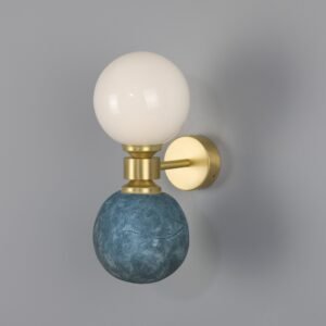 Kobe Ceramic and Glass Globe Wall Light in Blue Earth Bedroom Wall Lights Great Lighting UK Ltd