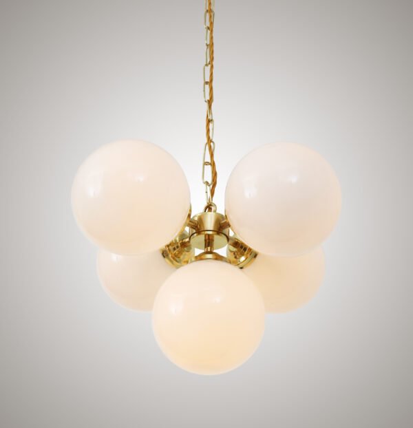 Yaounde Small Opal Five Glass Globe Chandelier Large Single - 3 Arm Pendants Great Lighting UK Ltd
