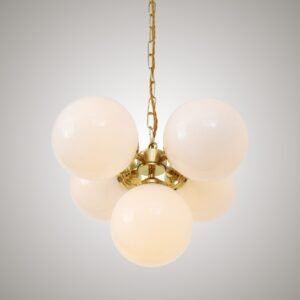 Yaounde Small Opal Five Glass Globe Chandelier Large Single - 3 Arm Pendants Great Lighting UK Ltd