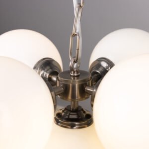 Yaounde Small Opal Five Glass Globe Chandelier Large Single - 3 Arm Pendants Great Lighting UK Ltd