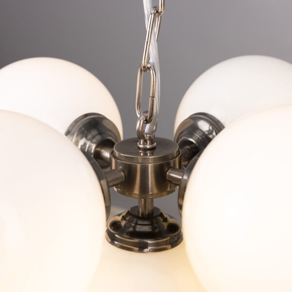 Yaounde Small Opal Five Glass Globe Chandelier Large Single - 3 Arm Pendants Great Lighting UK Ltd