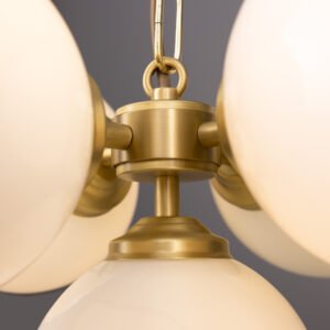 Yaounde Small Opal Five Glass Globe Chandelier Large Single - 3 Arm Pendants Great Lighting UK Ltd