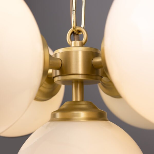 Yaounde Small Opal Five Glass Globe Chandelier Large Single - 3 Arm Pendants Great Lighting UK Ltd