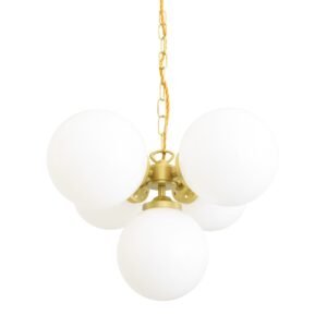 Yaounde Small Opal Five Glass Globe Chandelier Large Single - 3 Arm Pendants Great Lighting UK Ltd