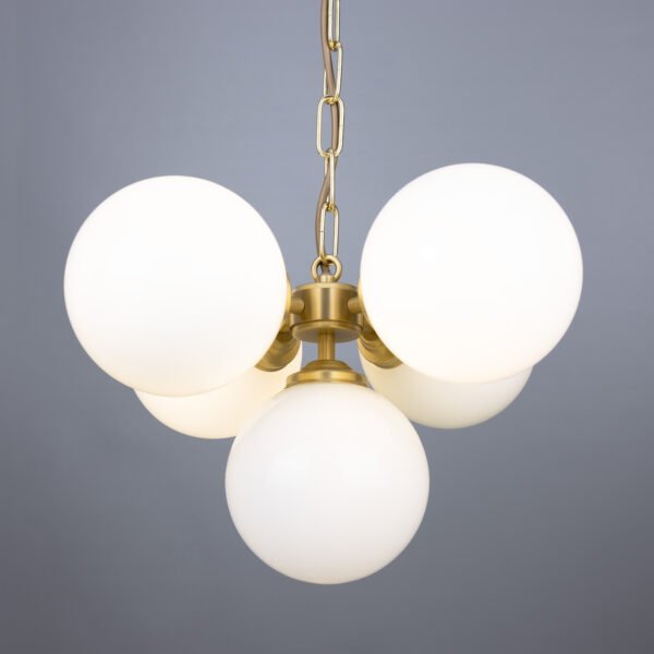 Yaounde Small Opal Five Glass Globe Chandelier Large Single - 3 Arm Pendants Great Lighting UK Ltd