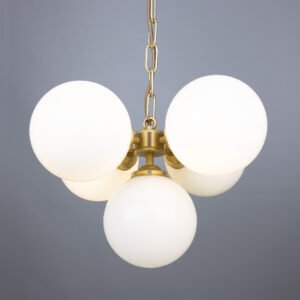 Yaounde Small Opal Five Glass Globe Chandelier Large Single - 3 Arm Pendants Great Lighting UK Ltd