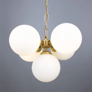 Yaounde Small Opal Five Glass Globe Chandelier Large Single - 3 Arm Pendants Great Lighting UK Ltd