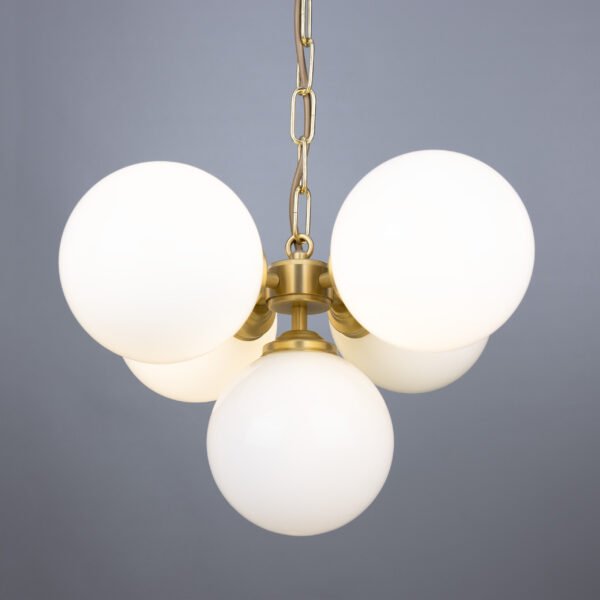 Yaounde Small Opal Five Glass Globe Chandelier Large Single - 3 Arm Pendants Great Lighting UK Ltd