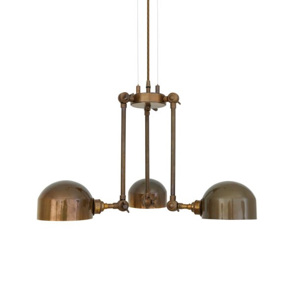 Neiva Vintage Adjustable Three-Arm Chandelier Large Single - 3 Arm Pendants Great Lighting UK Ltd