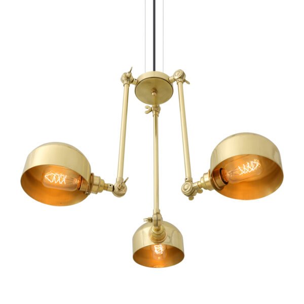 Neiva Vintage Adjustable Three-Arm Chandelier Large Single - 3 Arm Pendants Great Lighting UK Ltd
