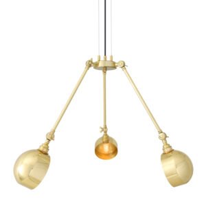 Neiva Vintage Adjustable Three-Arm Chandelier Large Single - 3 Arm Pendants Great Lighting UK Ltd