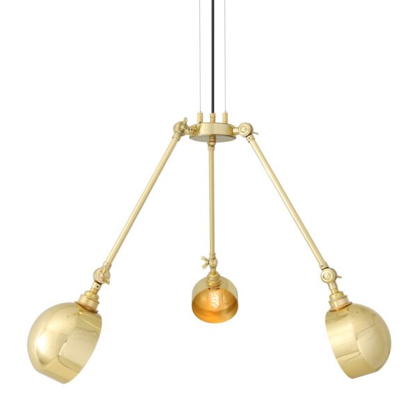 Neiva Vintage Adjustable Three-Arm Chandelier Large Single - 3 Arm Pendants Great Lighting UK Ltd